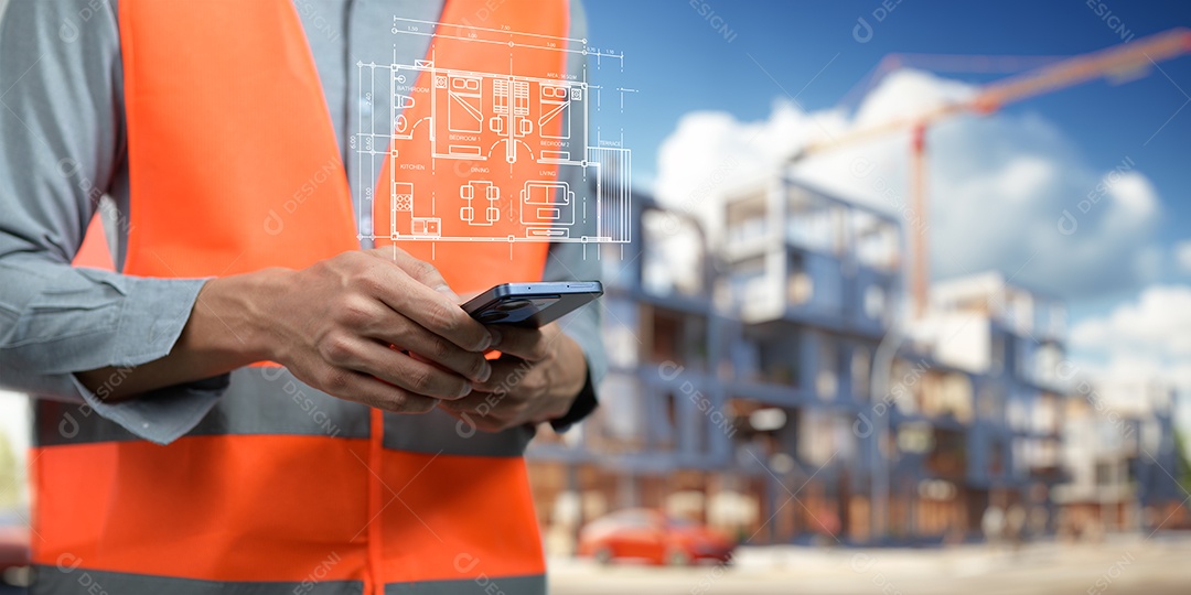 Homem jovem empresário mexendo em seu celular smartphone