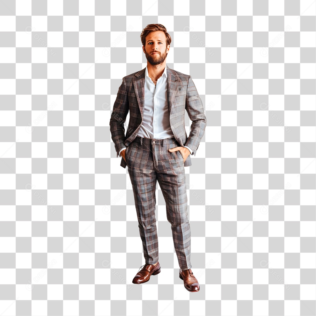 Homem De Terno Com Mãos No Bolso PNG Transparente
