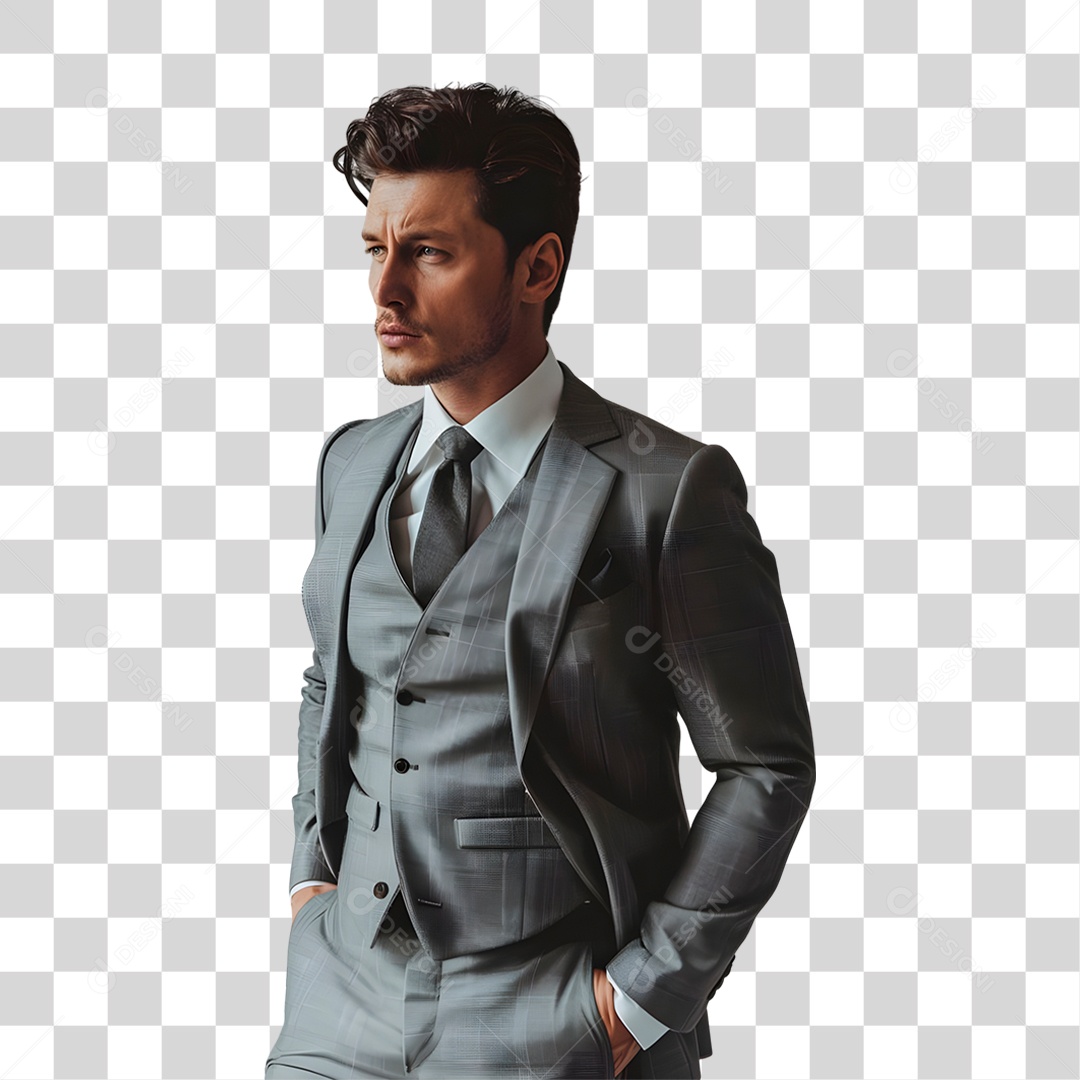 Homem De Terno Com Mãos No Bolso PNG Transparente