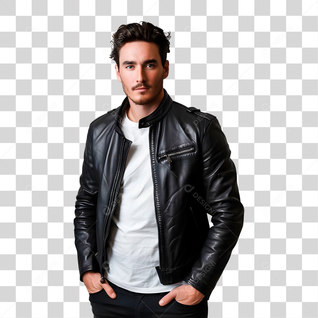 Homem De Jaqueta Preta PNG Transparente