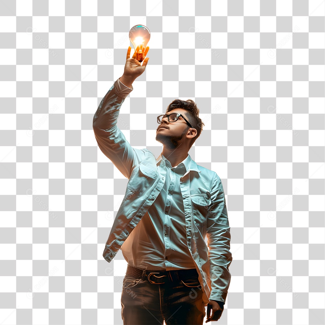 Homem De Jaqueta Branca Segurando Luz PNG Transparente