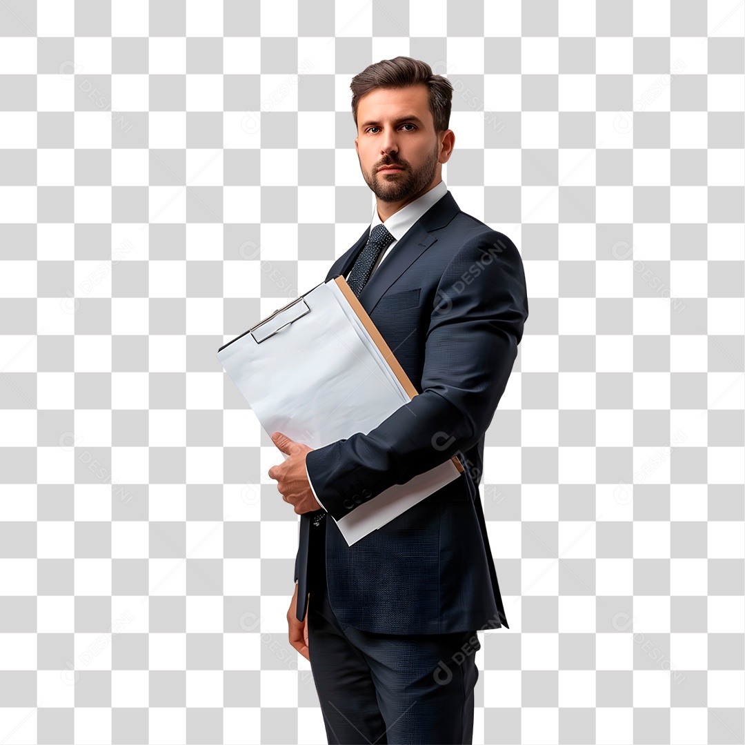 Homem De Terno Com Prancheta PNG Transparente