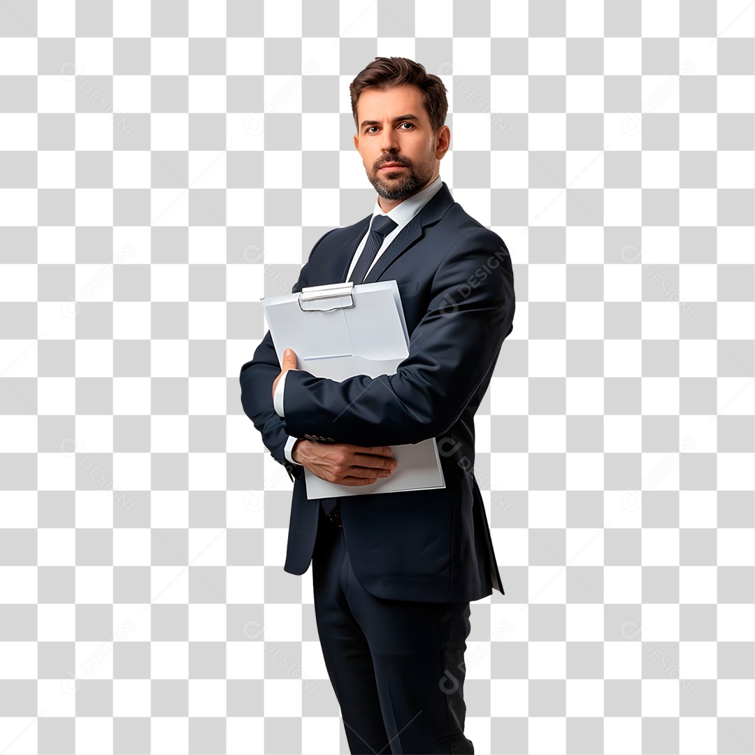 Homem De Terno Com Prancheta PNG Transparente
