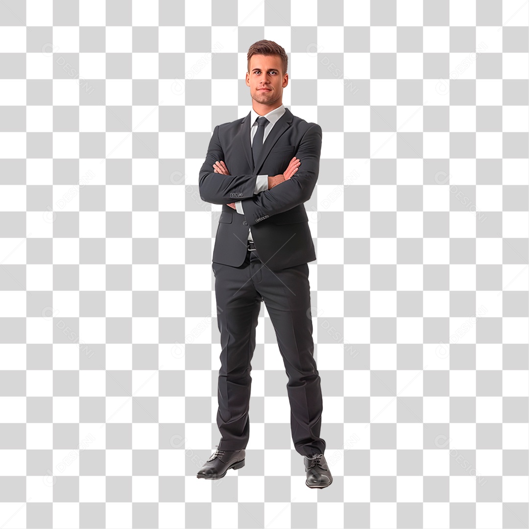 Homem De Terno Com Braços Cruzados  PNG Transparente