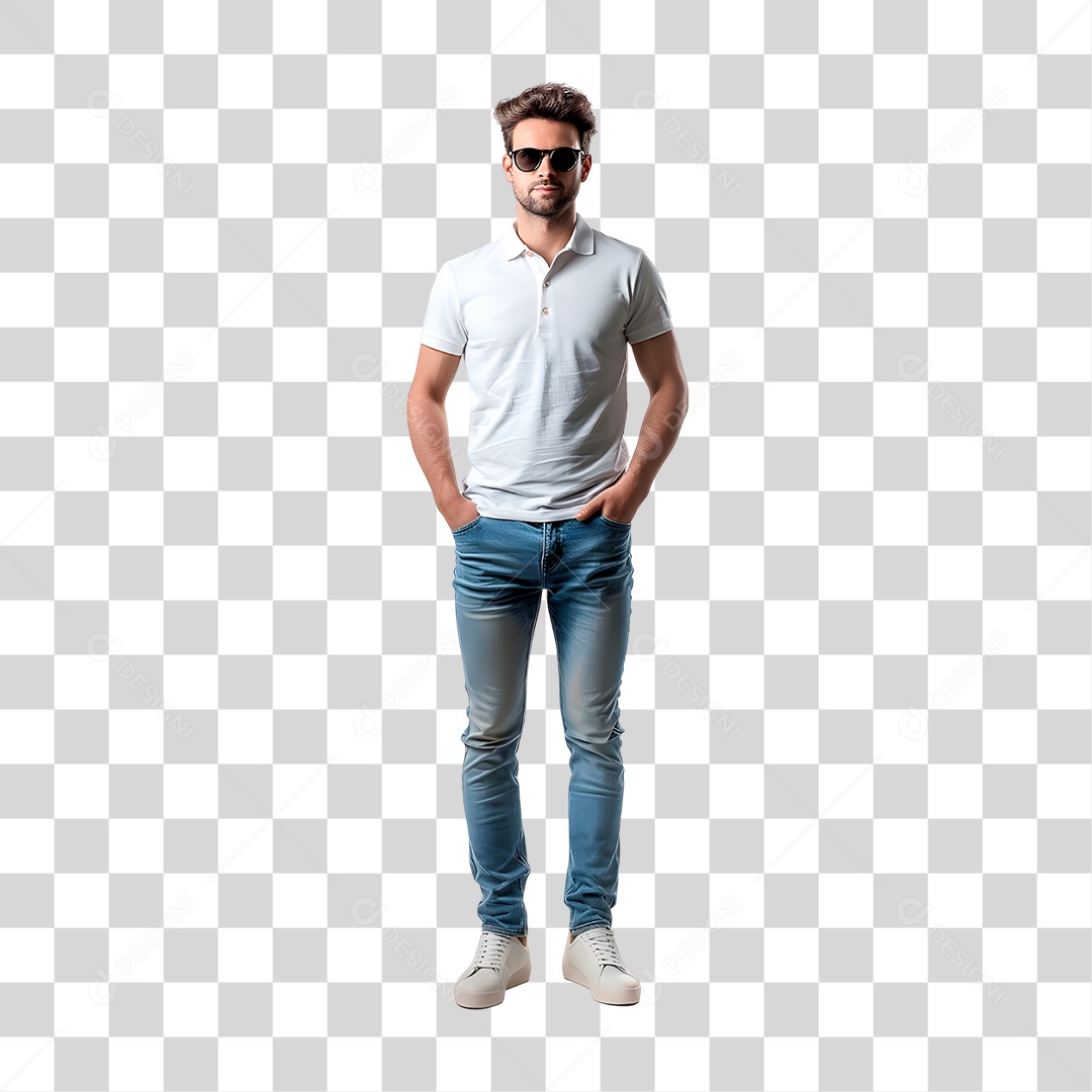Homem De Óculos Com Mãos No Bolso PNG Transparente