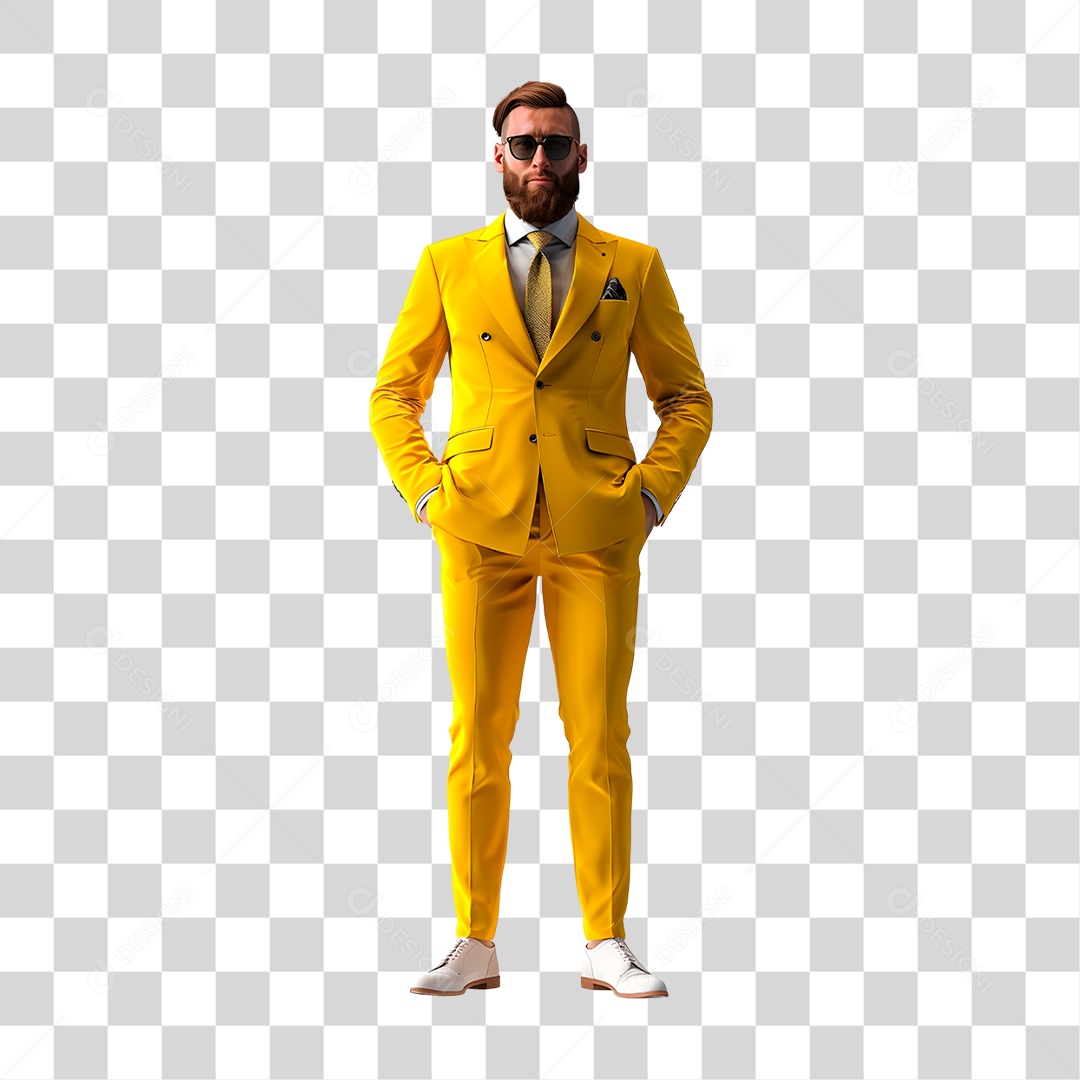 Homem De Terno Com Mãos No Bolso PNG Transparente
