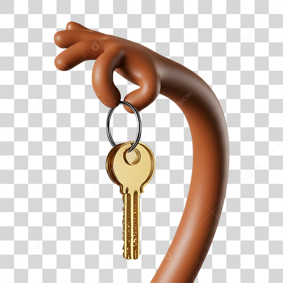Elemento 3D Mão Segurando Chaves de Casa para Composição PNG Transparente