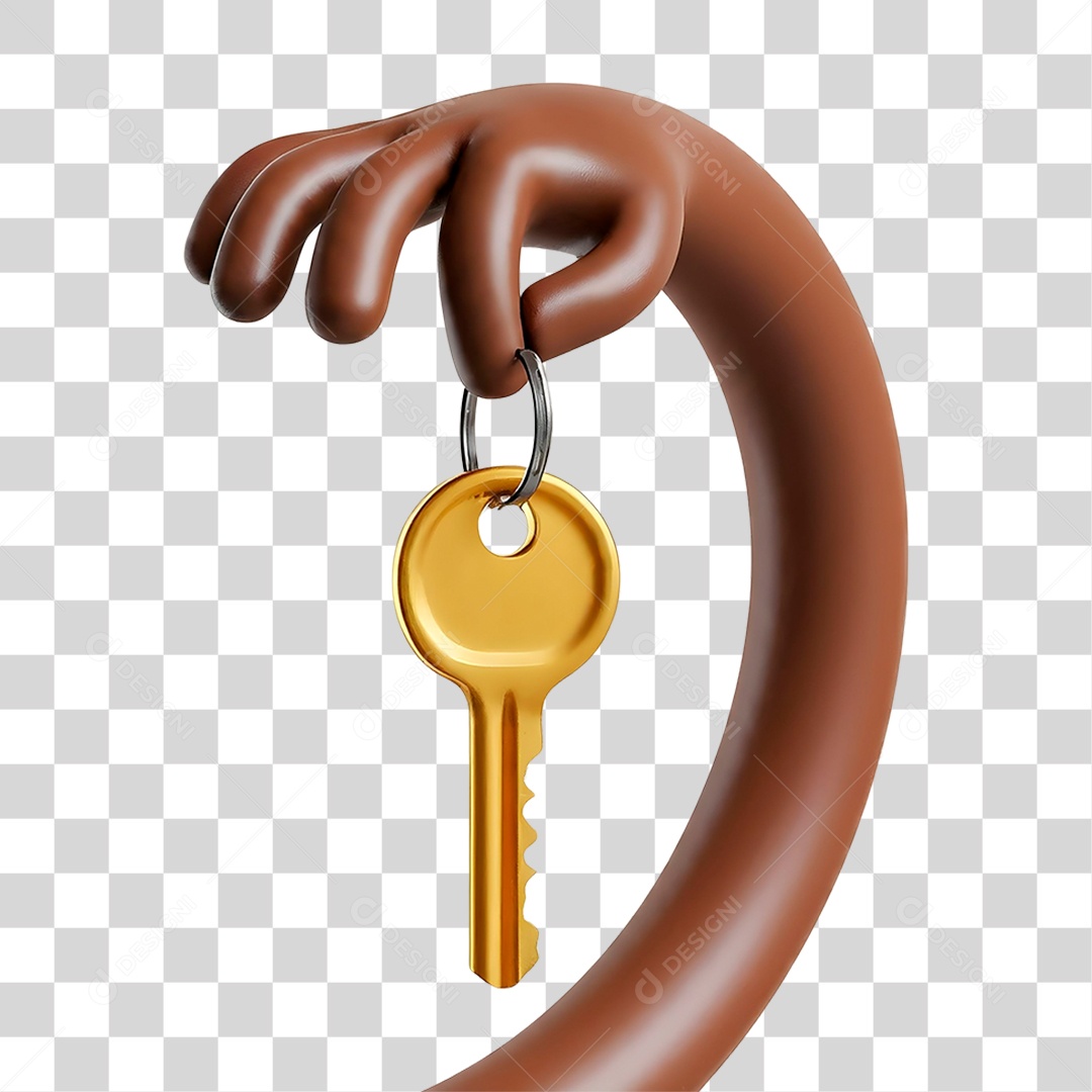 Elemento 3D Mão Segurando Chaves de Casa para Composição PNG Transparente