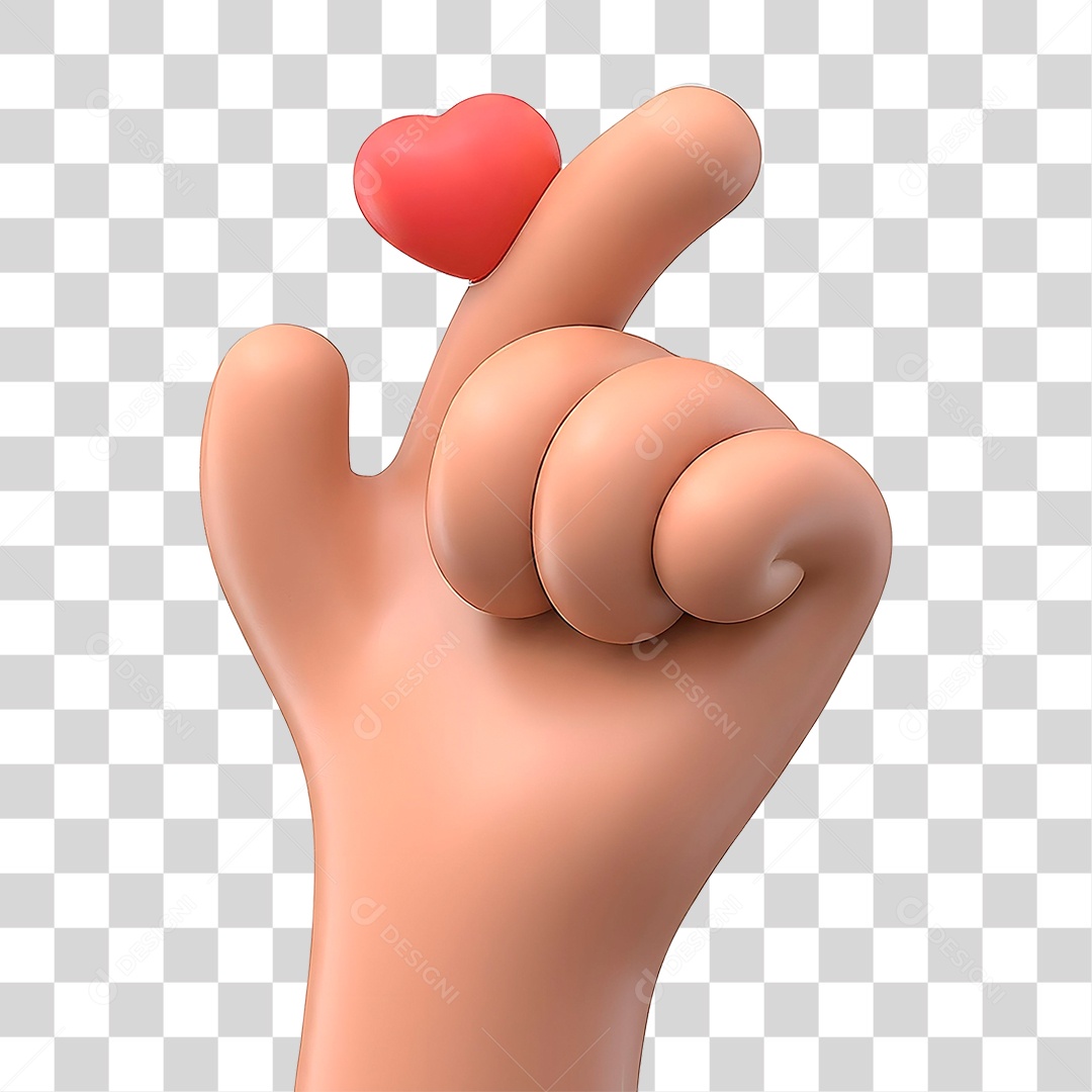 Mão Segurando Coração Elemento 3D para Composição PNG Transparente
