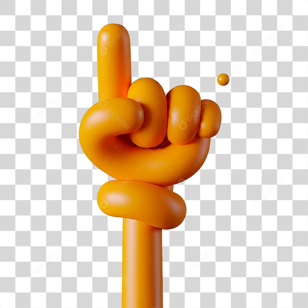 Elemento 3D Mão Fazendo Gesto de Apontamento para Composição PNG Transparente