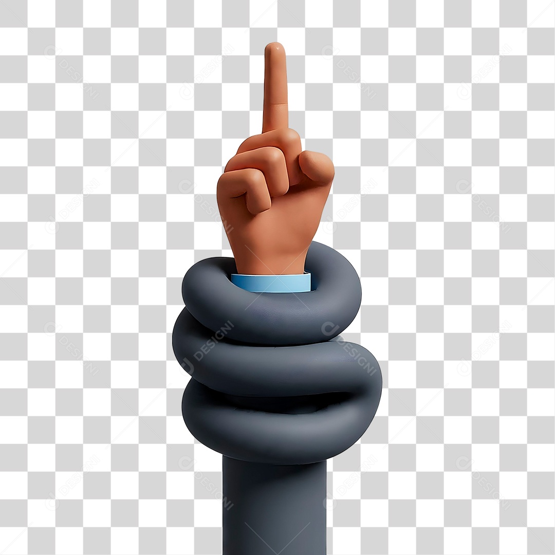 Elemento 3D Mão Fazendo Gesto de Apontamento para Composição PNG Transparente