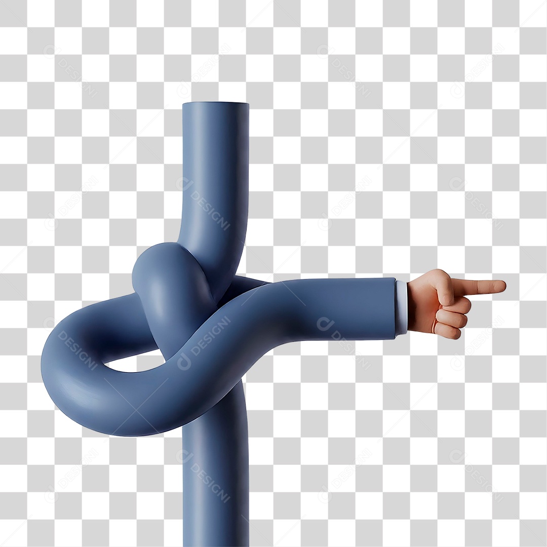 Mão Fazendo Gesto de Apontamento Elemento 3D para Composição PNG Transparente