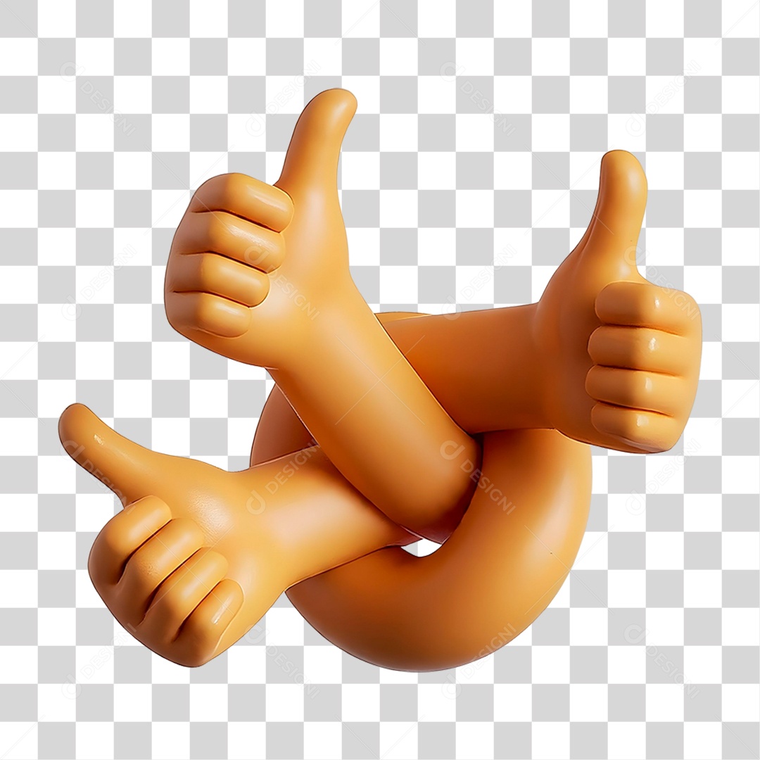 Elemento 3D Mãos Fazendo Gesto de OK Beleza para Composição PNG Transparente