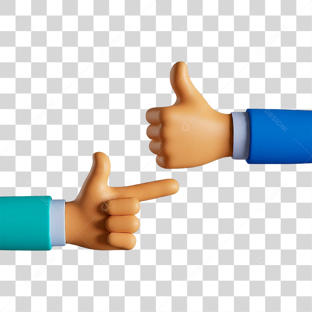 Elemento 3D Mão Fazendo Gesto de OK Beleza para Composição PNG Transparente