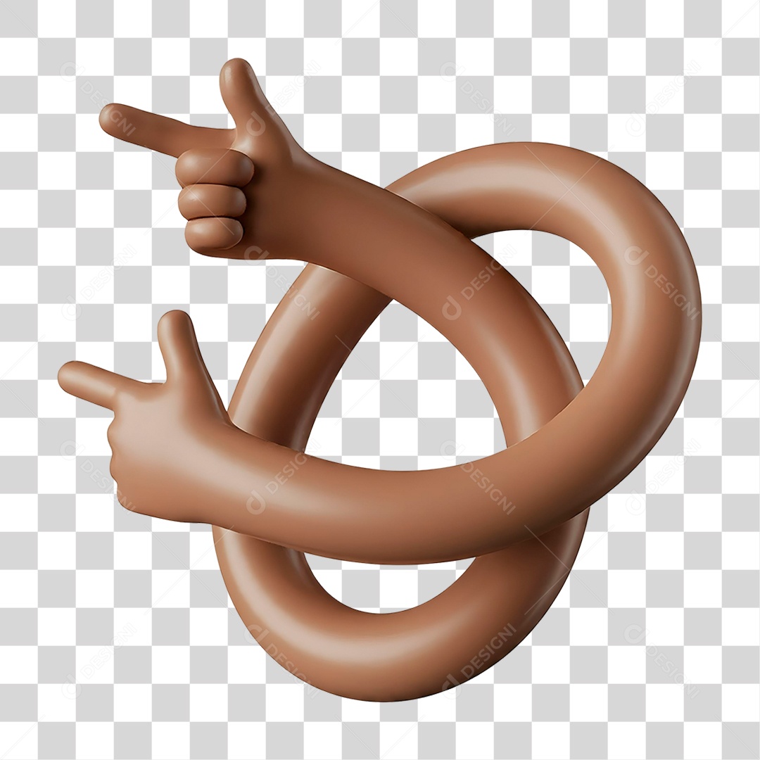 Elemento 3D Mão Fazendo Gesto de OK Beleza para Composição PNG Transparente