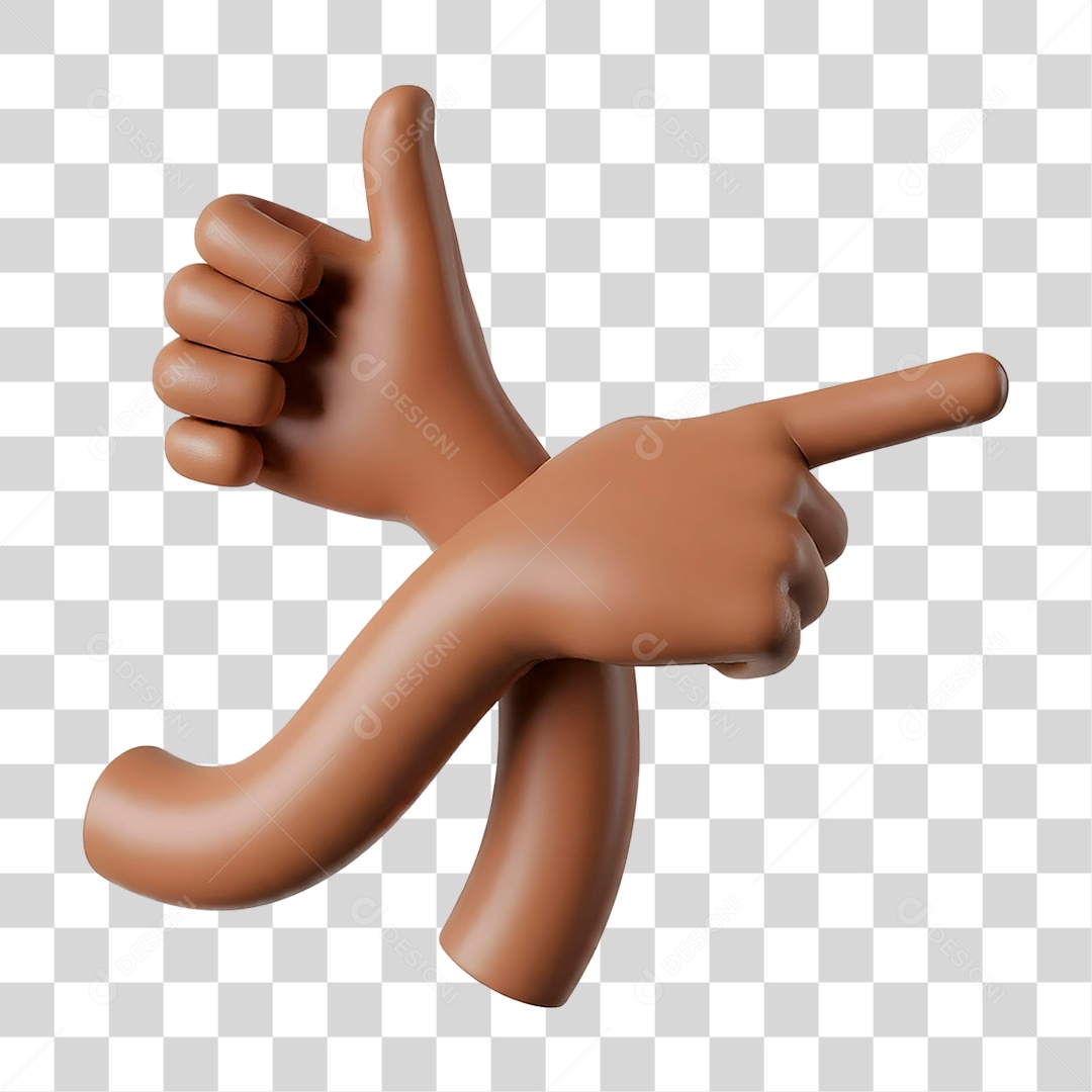 Mão Fazendo Gesto de OK Beleza Elemento 3D para Composição PNG Transparente