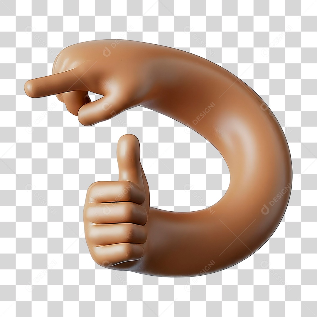 Mão Fazendo Gesto de OK Elemento 3D para Composição PNG Transparente