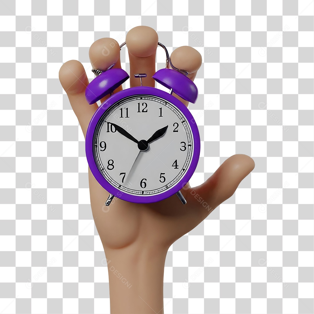 Elemento 3D Mão Segurando Relógio para Composição PNG Transparente