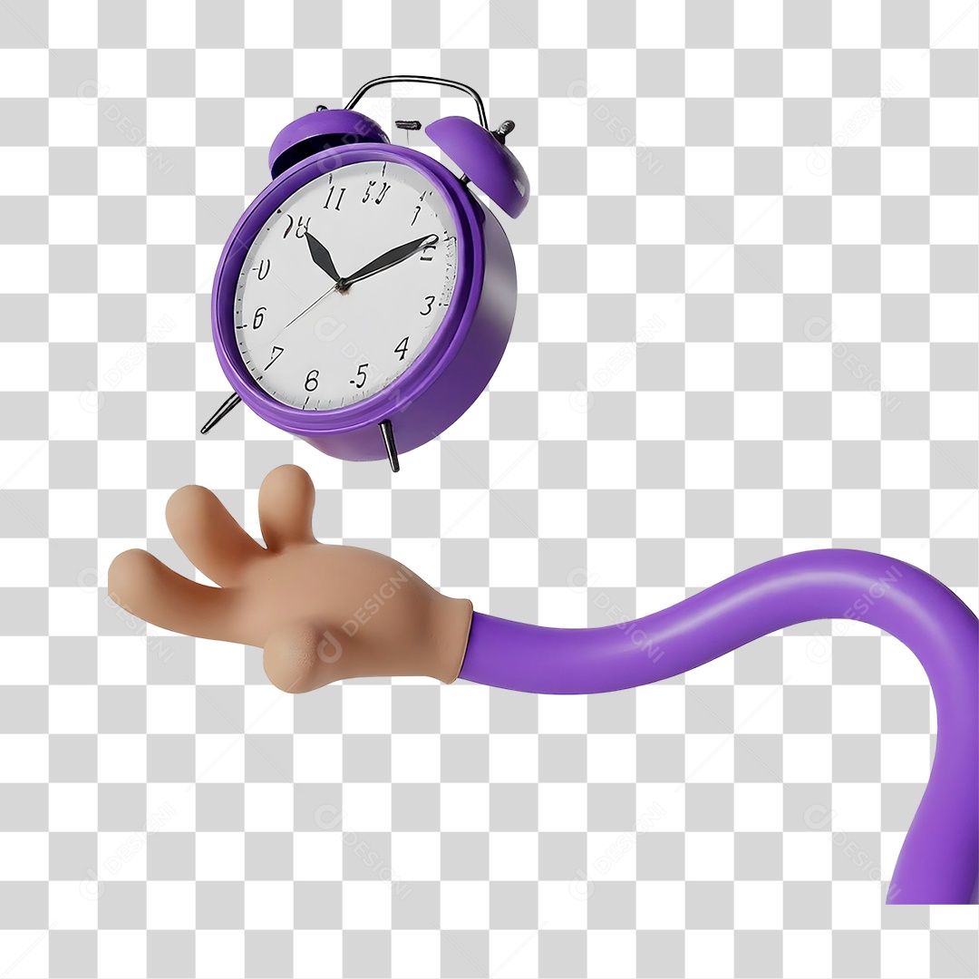 Elemento 3D Mão Segurando Relógio para Composição PNG Transparente