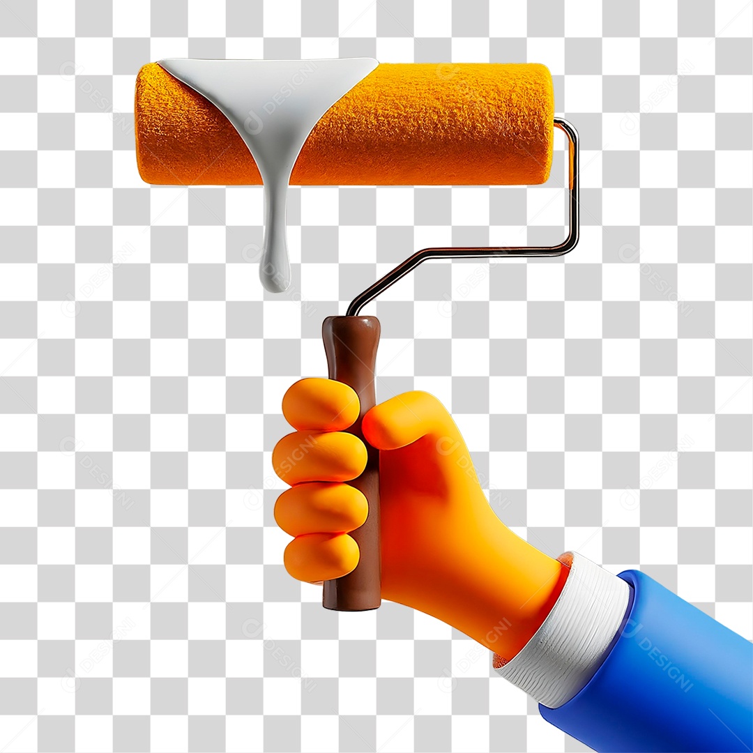 Mão Segurando Rolo de Pintura Elemento 3D para Composição PNG ...