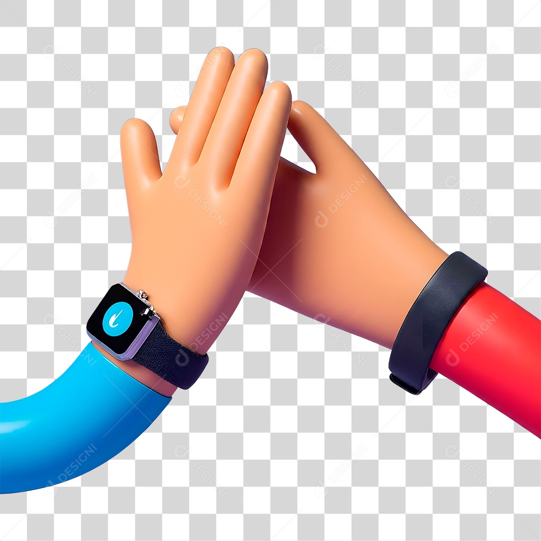 Toque de Mãos Elemento 3D para Composição PNG Transparente