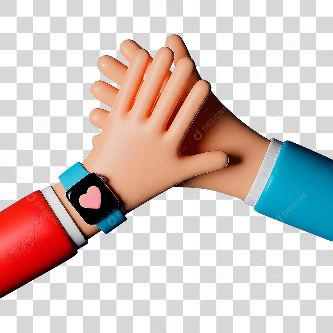 Elemento 3DToque de Mãos para composição PNG Transparente