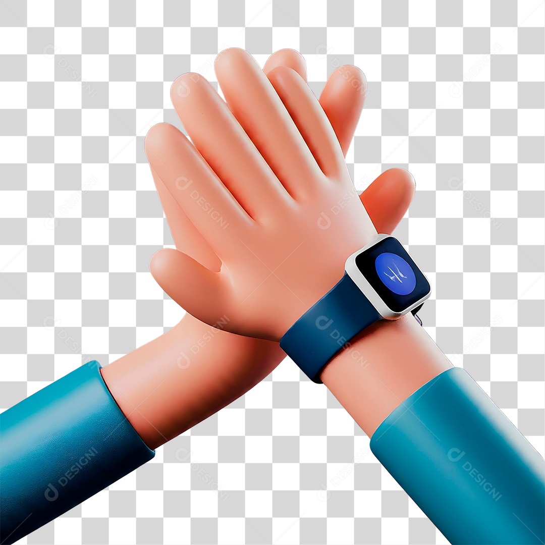 Elemento 3D Toque de Mãos PNG Transparente