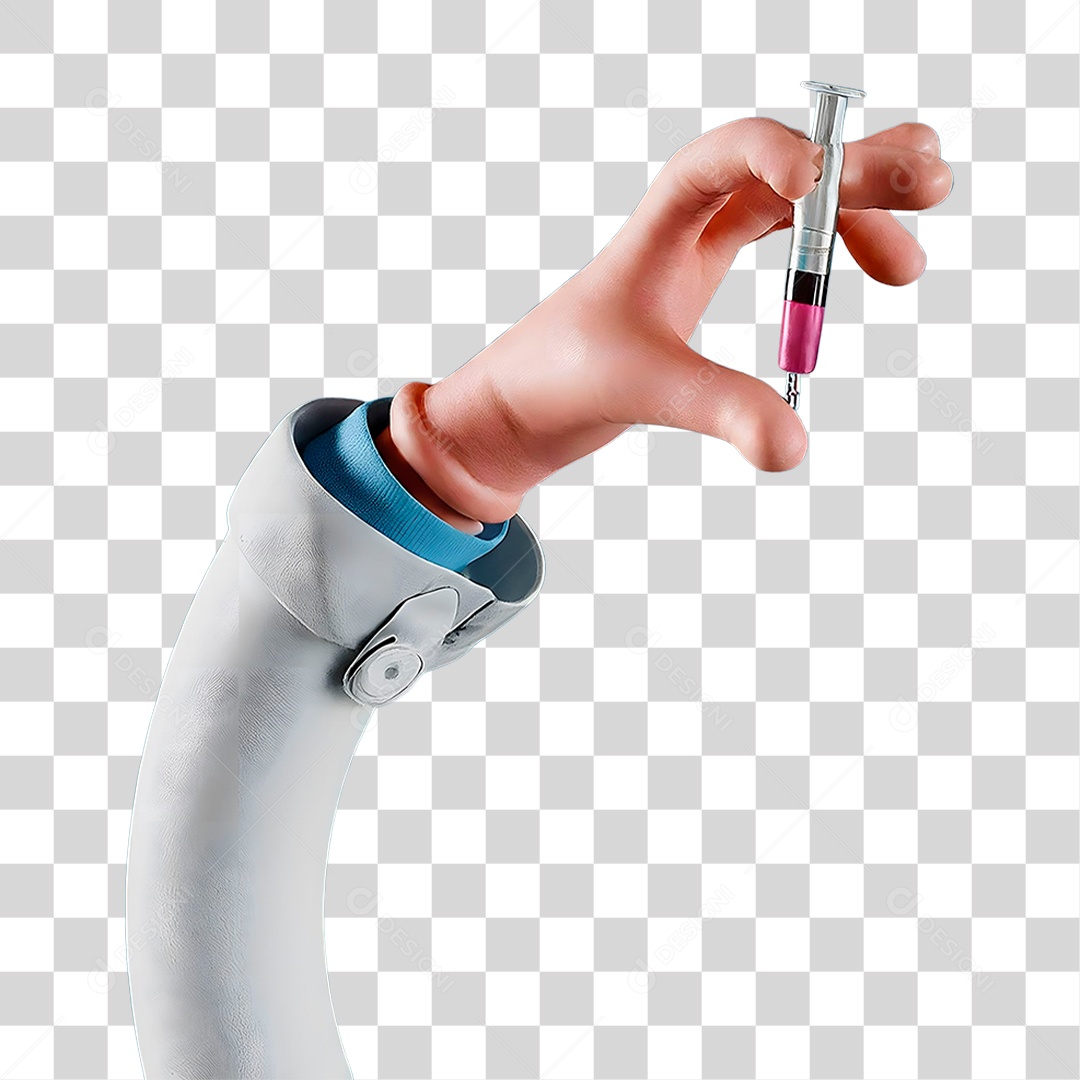 Elemento 3D Mão Segurando Vacina PNG Transparente