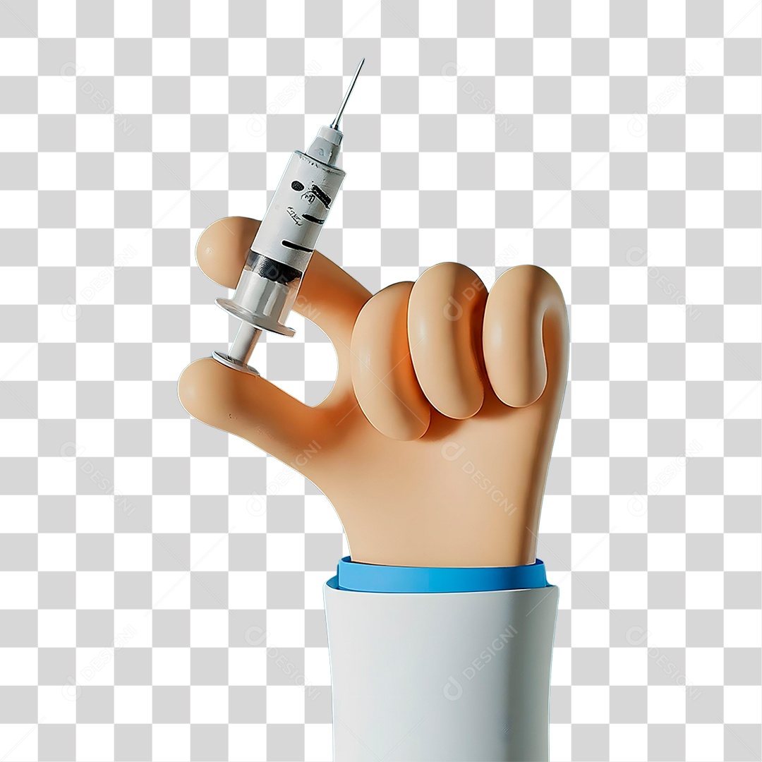 Elemento 3D Mão Segurando Vacina PNG Transparente