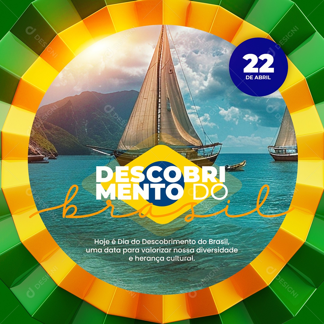 Social Media Dia Do Descobrimento Do Brasil 22 de Abril PSD Editável