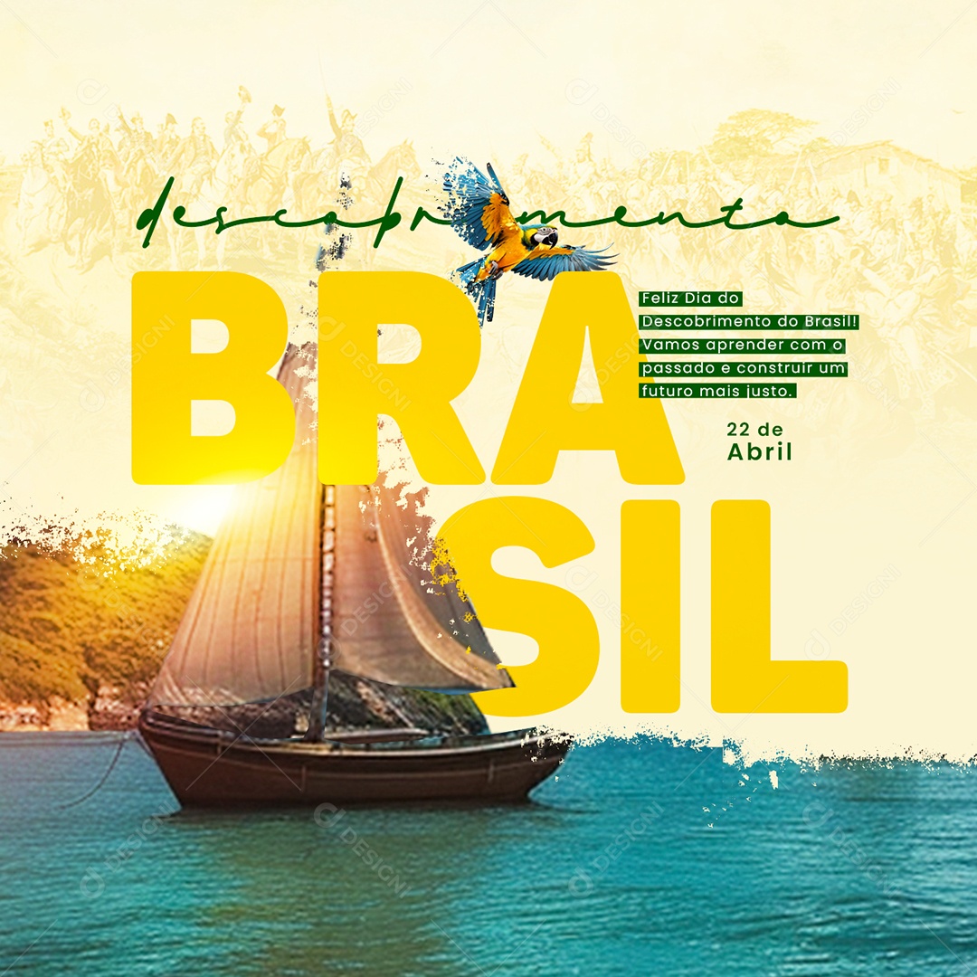 Feliz Dia Do Descobrimento Do Brasil 22 de Abril Social Media PSD Editável