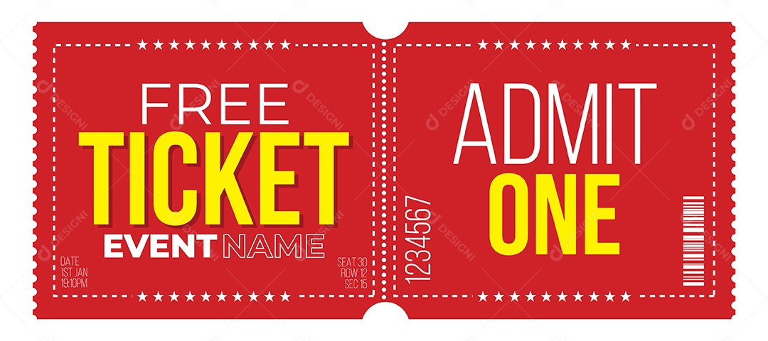 Modelo de Ticket de Ingresso Vetor EPS