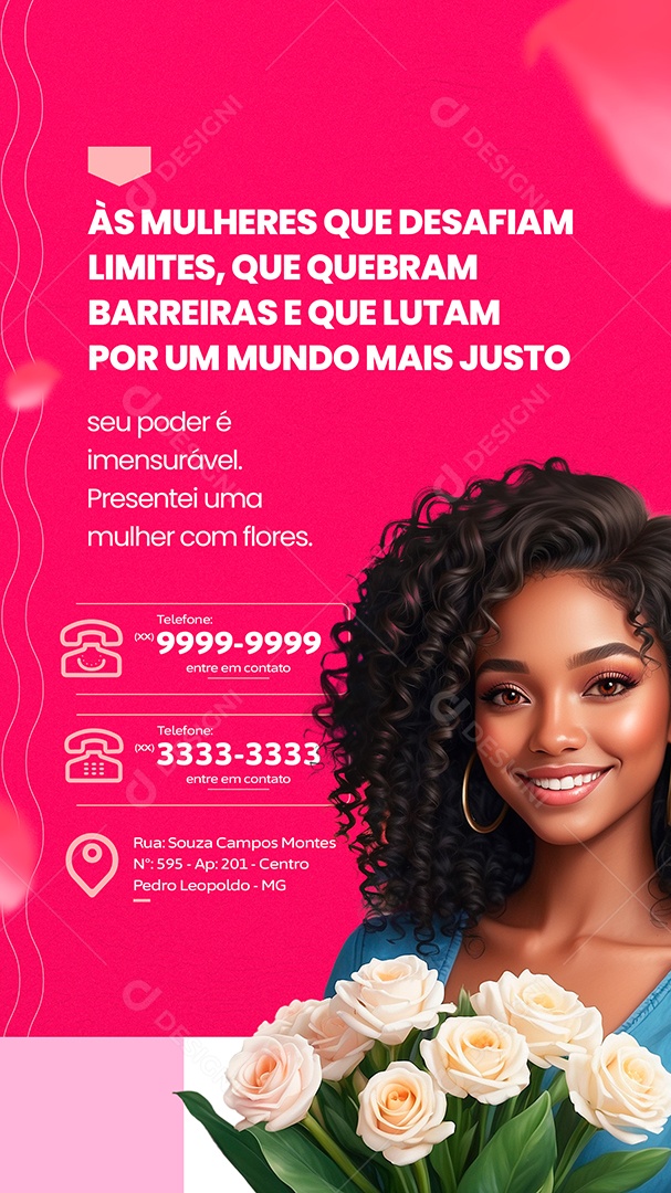 Dia da Mulher Presentei com Flores Social Media PSD Editável