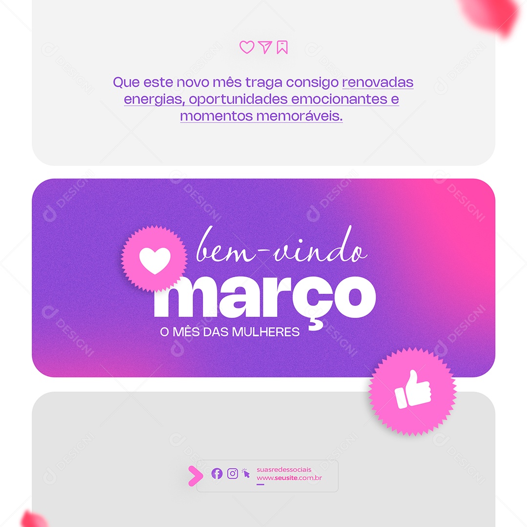 Março o Mês das Mulheres Social Media PSD Editável