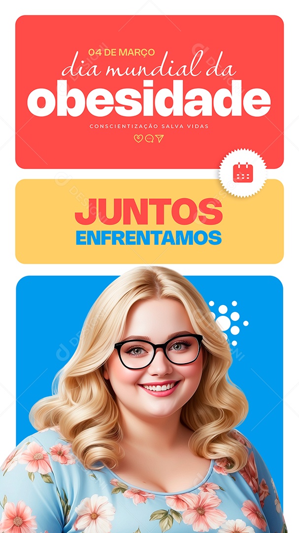 Story Dia Mundial da Obesidade 04 de Março Juntos Enfrentamos Social Media PSD Editável