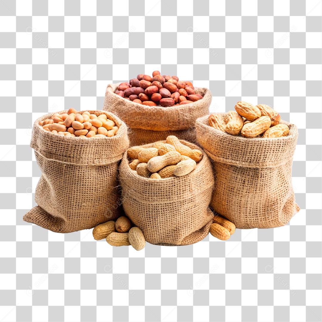 Batatas Frescas Em Sacos De Estopa Elemento 3D PNG Transparente