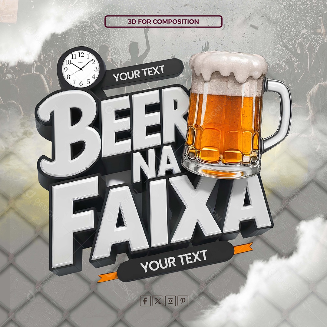 Beer na Faixa Selo 3D Branco para Composição PSD