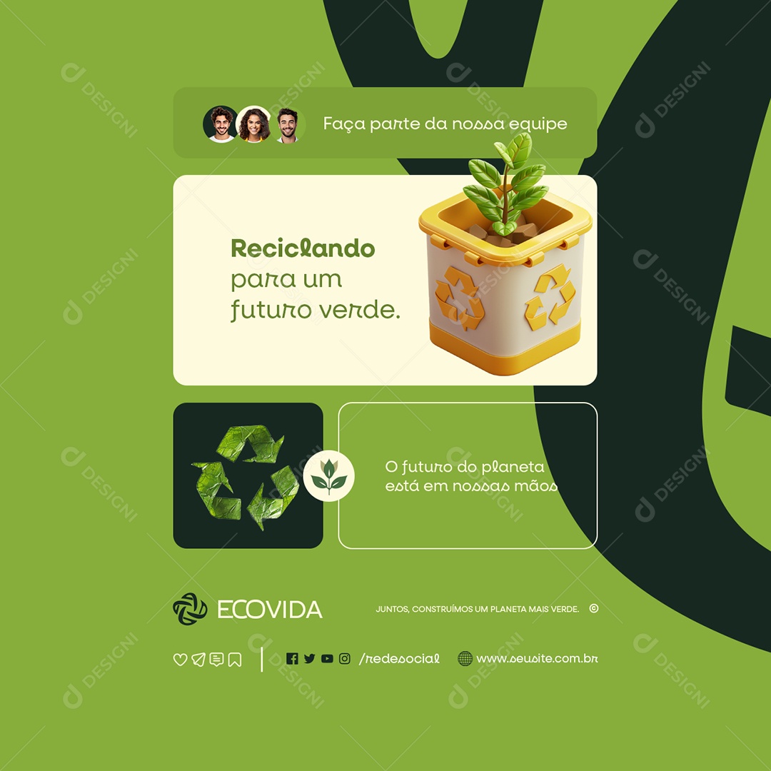 Empresa Reciclagem Reciclando para Um Futuro Verde Social Media PSD Editável