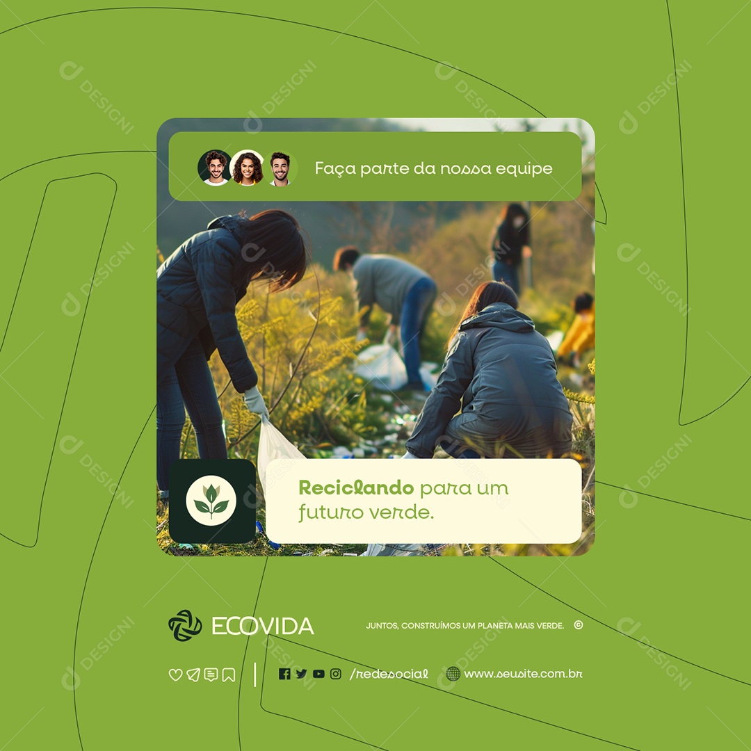 Empresa Reciclagem Faça Parte da Nossa Equipe Social Media PSD Editável
