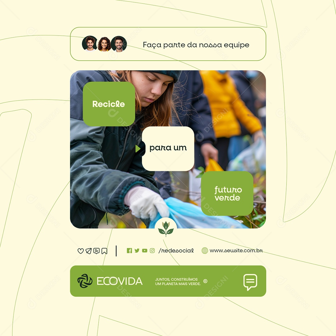 Empresa Reciclagem Recicle para Um Futuro Verde Social Media PSD Editável