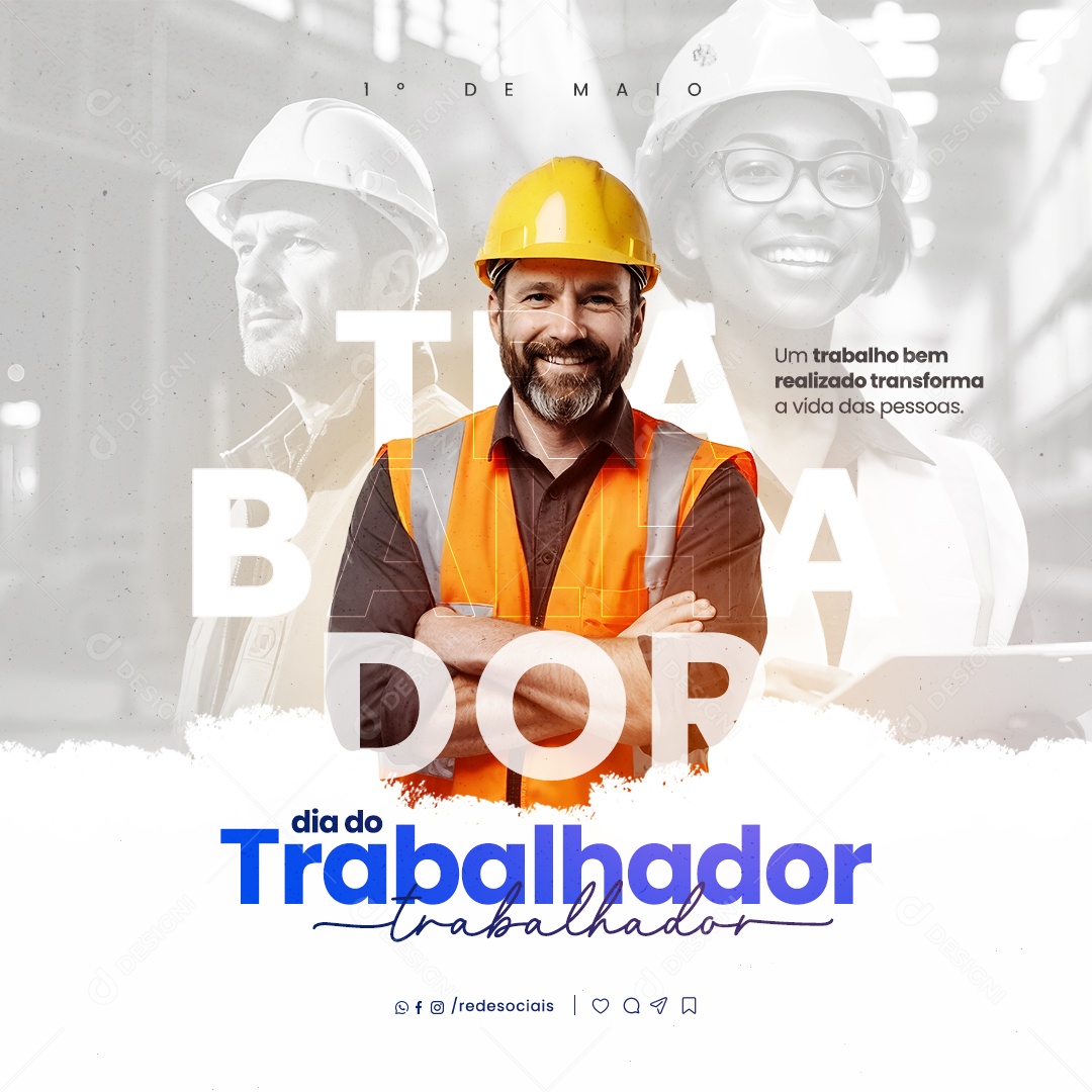 Dia do Trabalhador  01 de Maio Social Media PSD Editável
