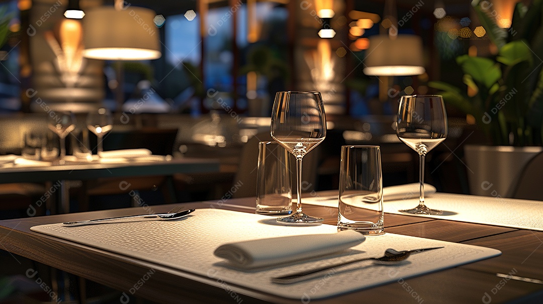 Bar de restaurante com mockups de taças de vinho em branco para eventos de degustação de vinhos