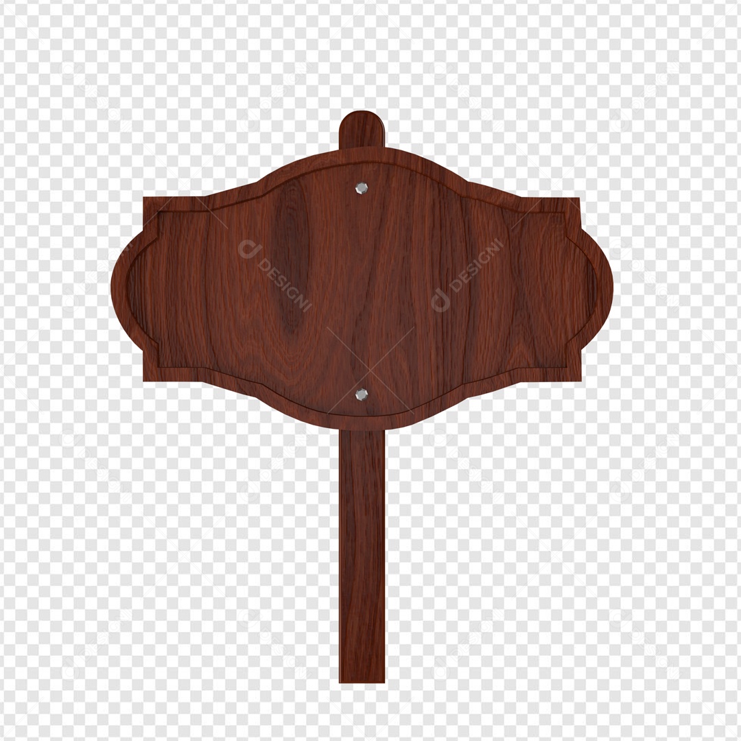 Placa de Madeira Elemento 3D Marrom para Composição PSD