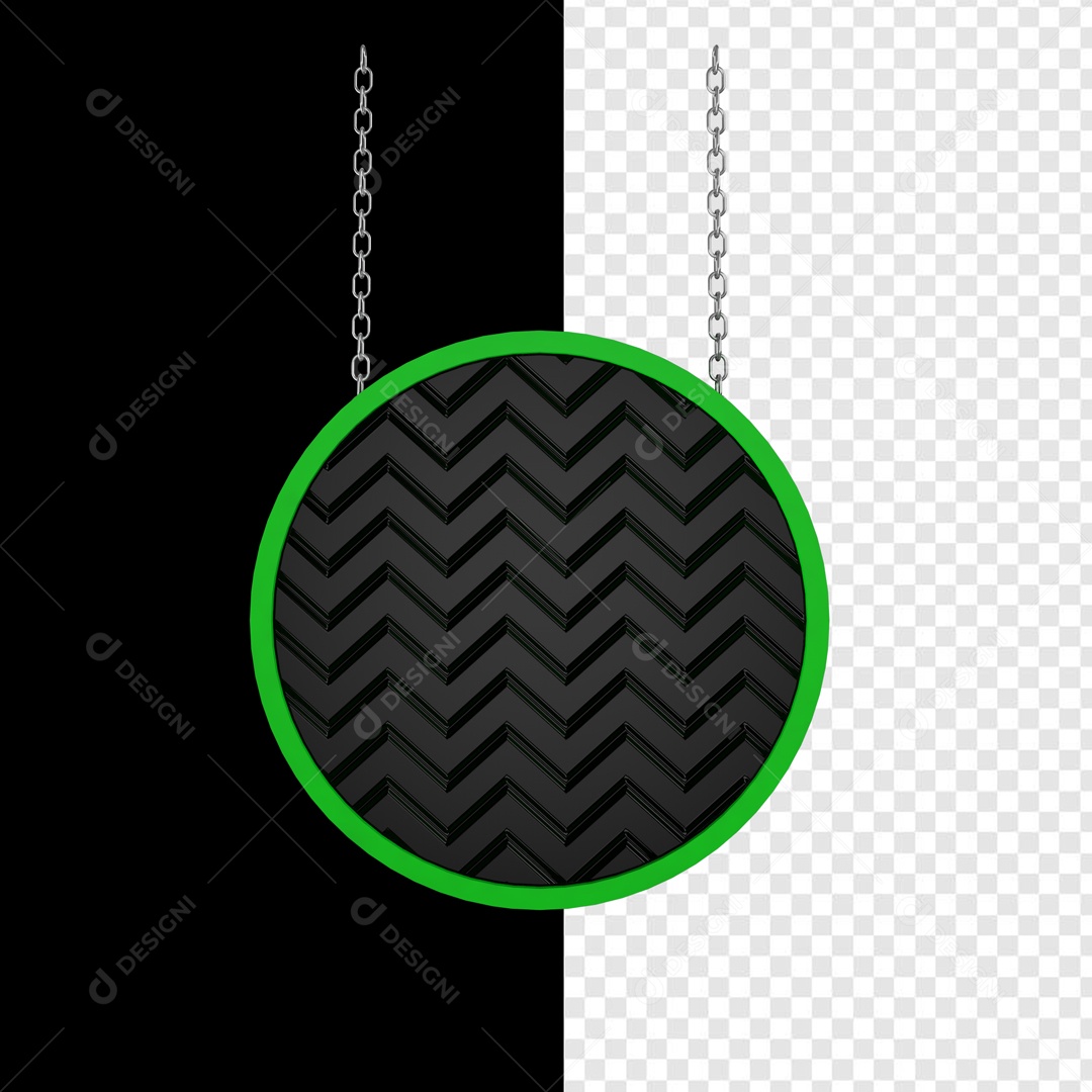 Placa de Metal Elemento 3D Verde e Preto para Composição PSD