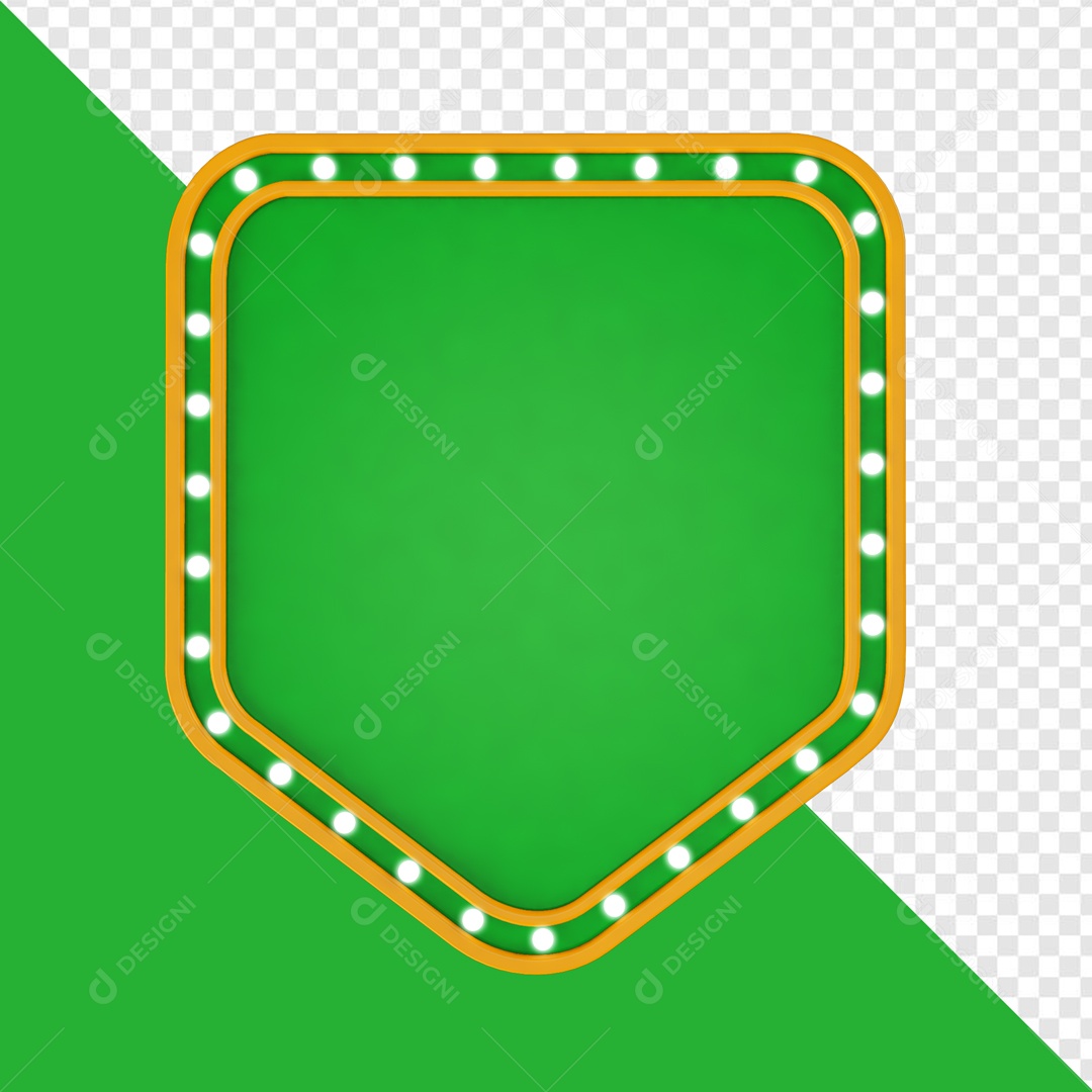 Placa de Metal com LED Elemento 3D Verde Amarelo para Composição PSD