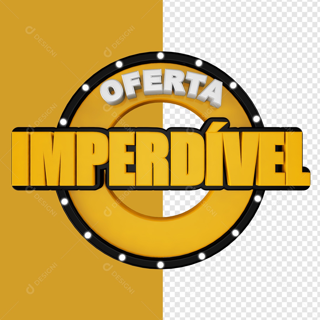 Ofertas Imperdível Selo 3D Amarelo Preto para Composição PSD