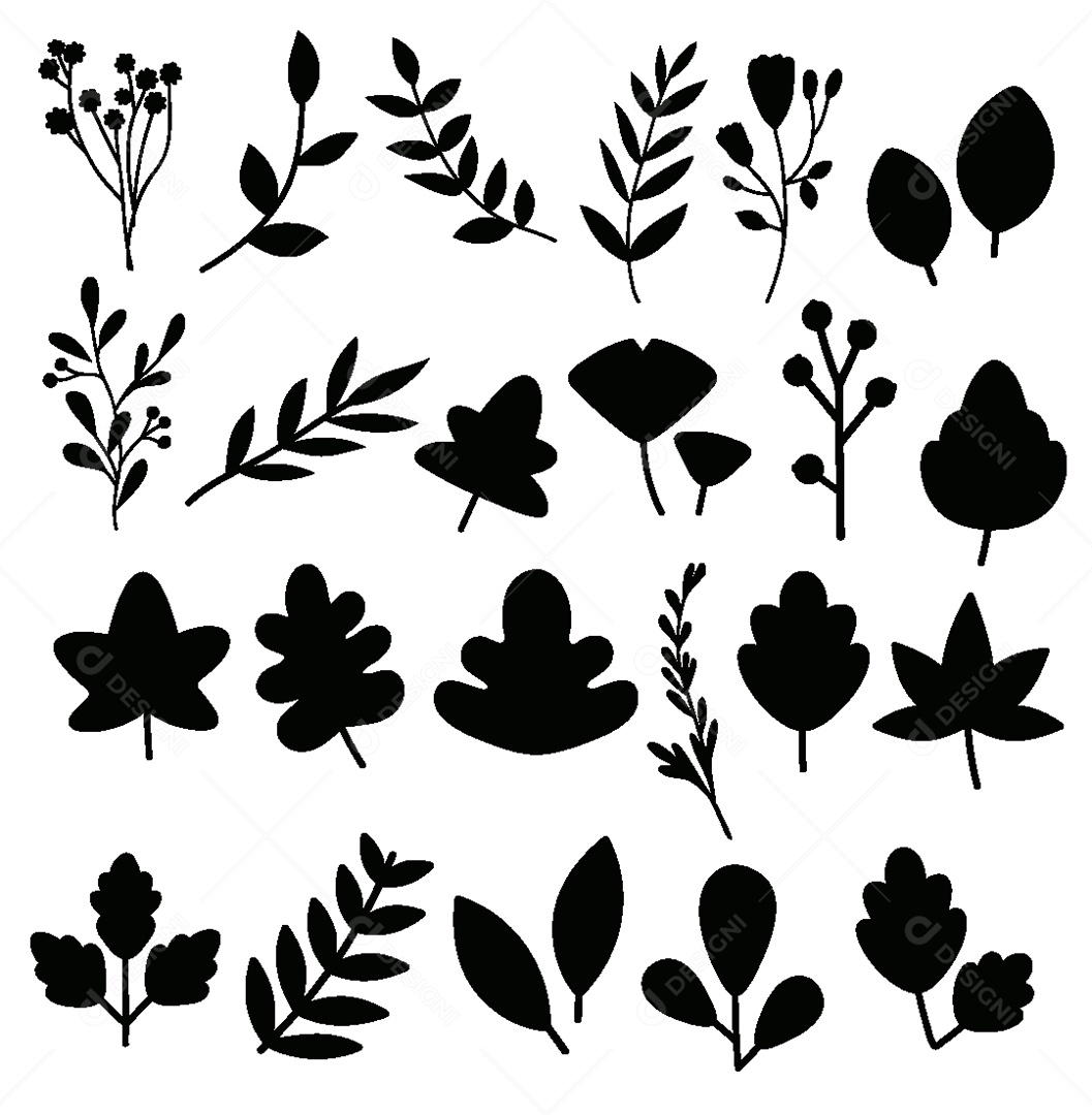 Conjunto de Folhas Ilustração Vetor EPS