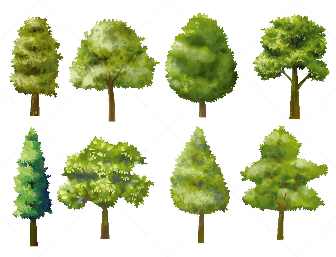 Conjunto de Árvores Ilustração Vetor EPS