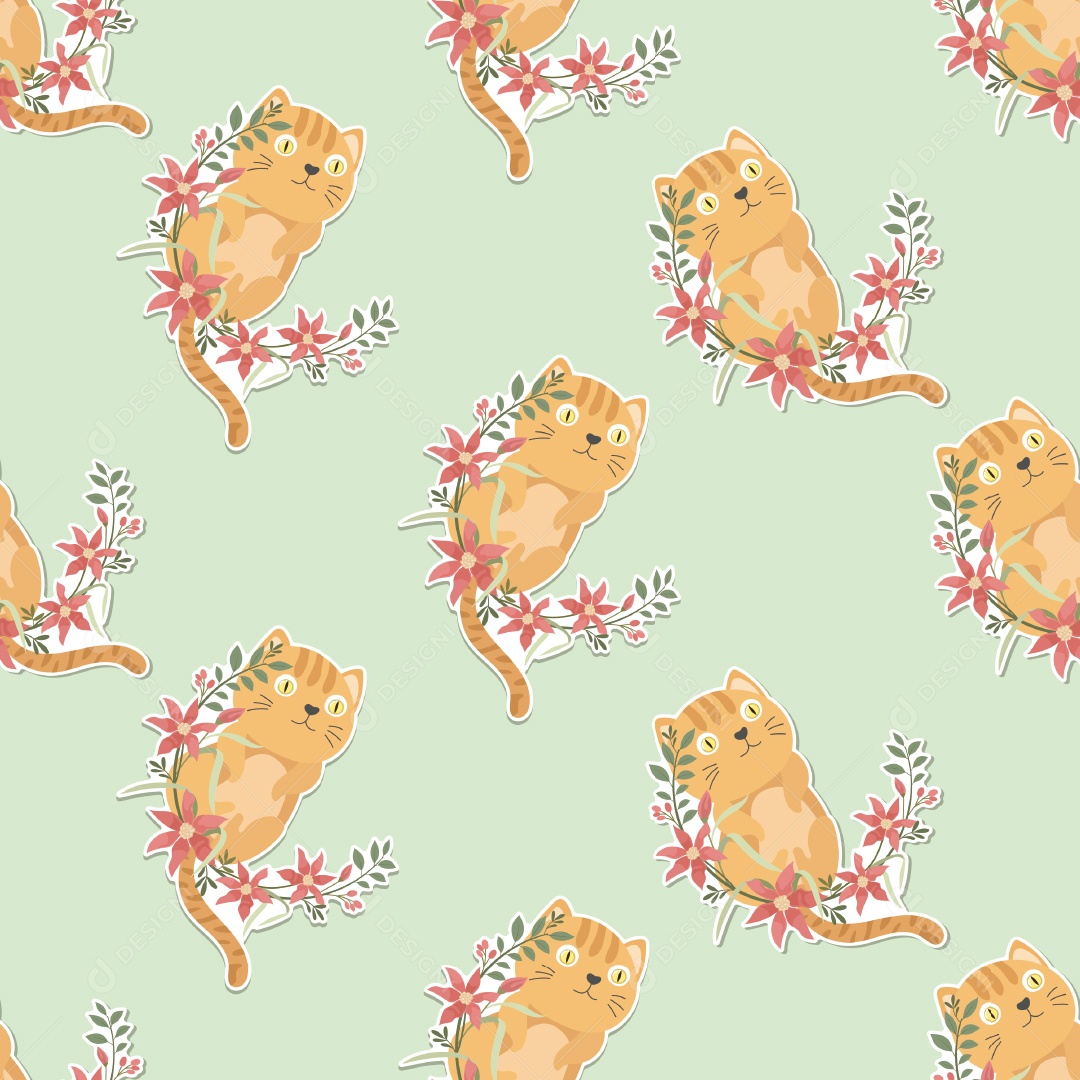 Padrão de Papel de Parede de Gatos Vetor EPS