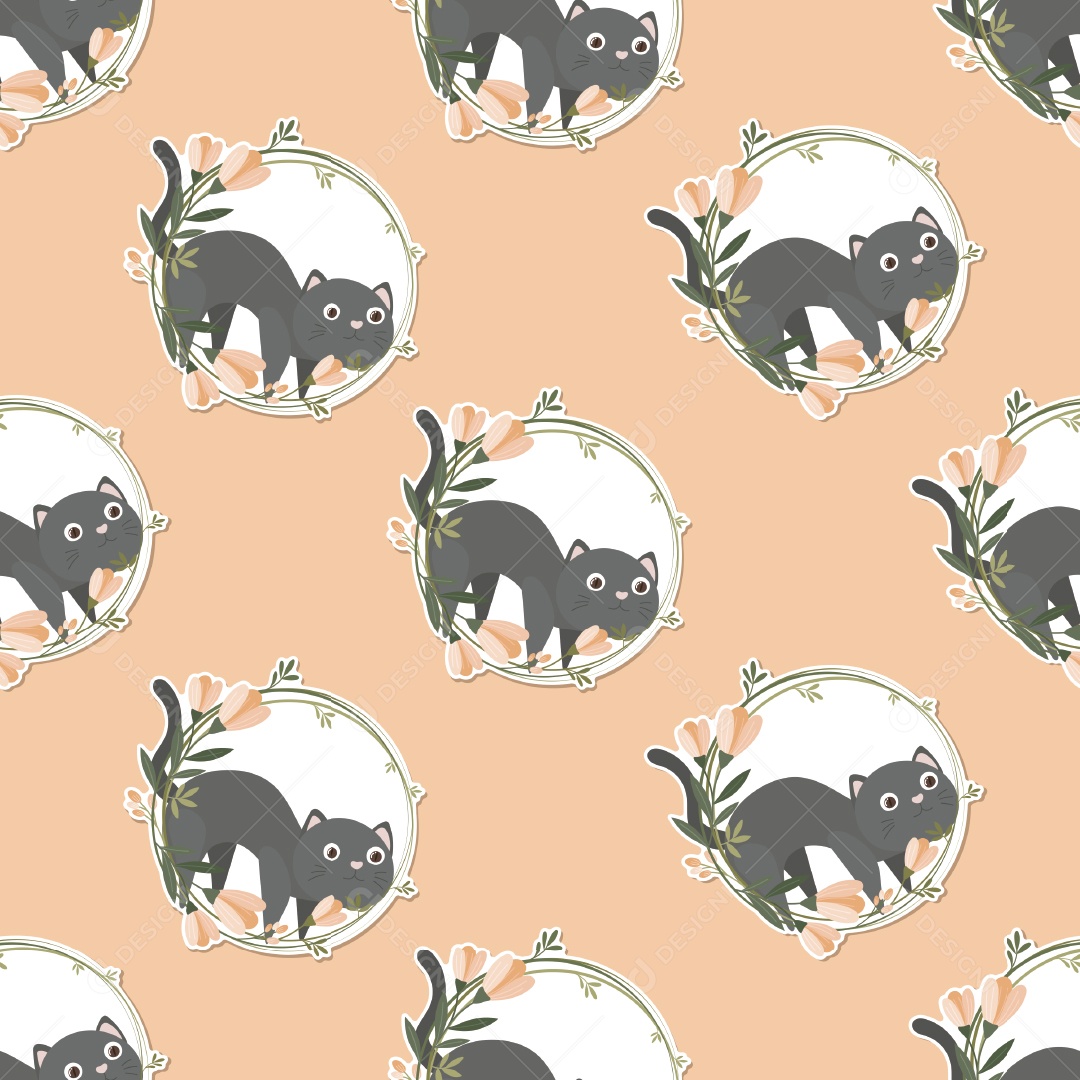 Padrão de Papel de Parede de Gatos Vetor EPS